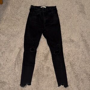 Abercrombie & Fitch Black Distressed Skinny Jeans